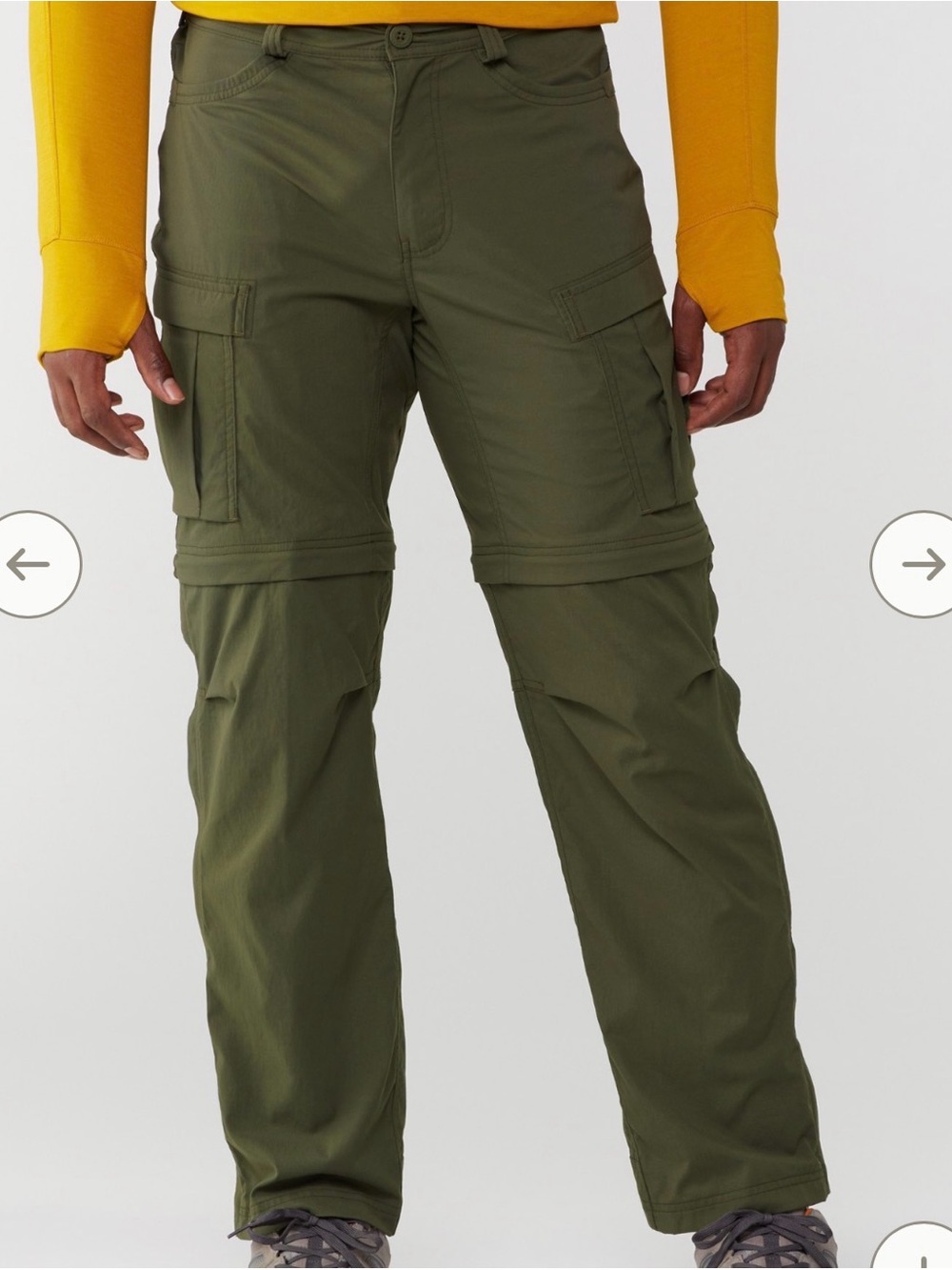 Men's REI Sahara convertible hiking pants olive XL 32L